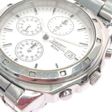  SEIKO セイコー メンズ腕時計 クオーツ クロノグラフ 逆輸入 ホワイト文字盤 SND187P1