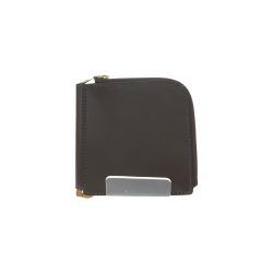 ▼▼ ITAGAKI イタガキ ユニセックス マネークリップ コインケース付 L字ファスナー 札バサミ 本革 ダークブラウン Bランク