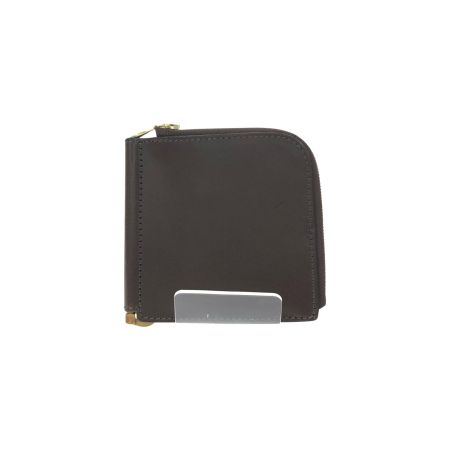  ITAGAKI イタガキ ユニセックス マネークリップ コインケース付 L字ファスナー 札バサミ 本革 ダークブラウン