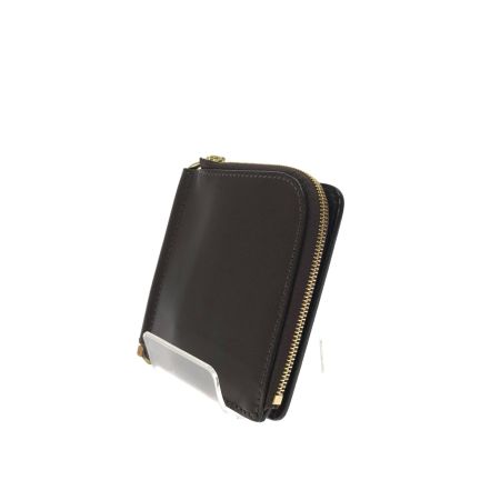  ITAGAKI イタガキ ユニセックス マネークリップ コインケース付 L字ファスナー 札バサミ 本革 ダークブラウン