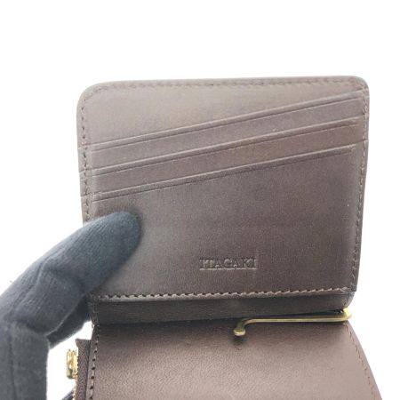  ITAGAKI イタガキ ユニセックス マネークリップ コインケース付 L字ファスナー 札バサミ 本革 ダークブラウン