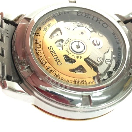  SEIKO セイコー メンズ腕時計 自動巻き プレサージュ ホワイト文字盤 裏スケルトン コンビベルト 4R39-00M0