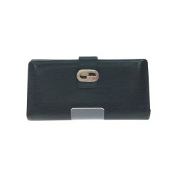 ▼▼ GUCCI グッチ メンズ 二つ折り長財布 インターロッキング ダブルホック  ブラック Cランク