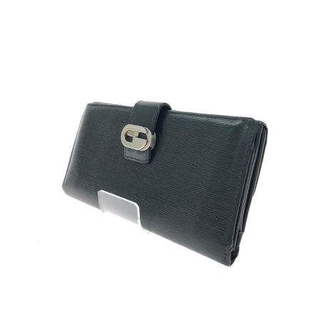  GUCCI グッチ メンズ 二つ折り長財布 インターロッキング ダブルホック  ブラック