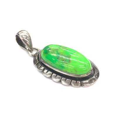   メーカー不明 インディアンジュエリー SV925 ペンダントトップ グリーンターコイズ 10.9g
