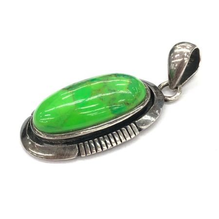   メーカー不明 インディアンジュエリー SV925 ペンダントトップ グリーンターコイズ 10.9g