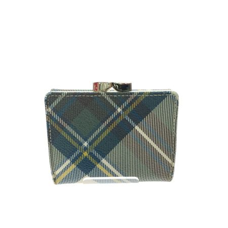 Vivienne Westwood ヴィヴィアン・ウエストウッド レディース 三つ折り財布 タータンチェック がま口 パスケース付  ブルー/グリーン