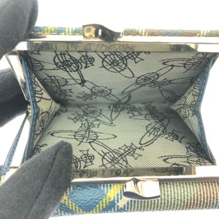  Vivienne Westwood ヴィヴィアン・ウエストウッド レディース 三つ折り財布 タータンチェック がま口 パスケース付  ブルー/グリーン
