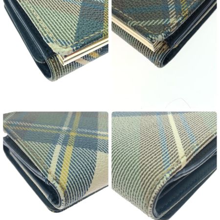  Vivienne Westwood ヴィヴィアン・ウエストウッド レディース 三つ折り財布 タータンチェック がま口 パスケース付  ブルー/グリーン