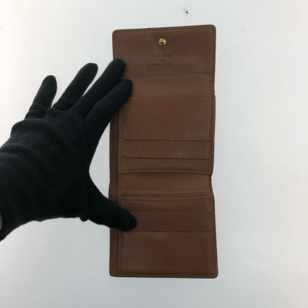  LOUIS VUITTON ルイヴィトン レディース モノグラム Wホック ポルトモネ ビエ カルトクレディ ボタン難有 M61652 ブラウン