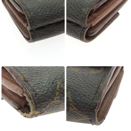  LOUIS VUITTON ルイヴィトン レディース モノグラム Wホック ポルトモネ ビエ カルトクレディ ボタン難有 M61652 ブラウン