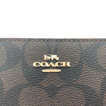  COACH コーチ レディース長財布 ラウンドファスナー シグネチャー  C4452 ブラウン×ピンク