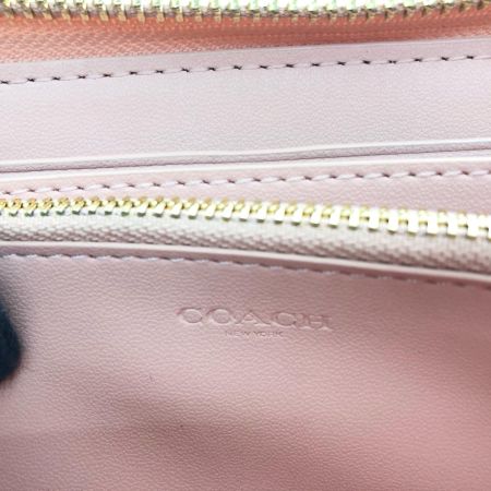  COACH コーチ レディース長財布 ラウンドファスナー シグネチャー  C4452 ブラウン×ピンク
