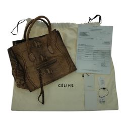 ▼▼ CELINE セリーヌ ハンドバッグ ラゲージ ファントム パイソン ブラウン Bランク