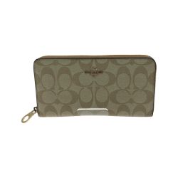 ▼▼ COACH コーチ レディース 長財布 ラウンドファスナー シグネチャー アウトレット C4452 ベージュ Bランク