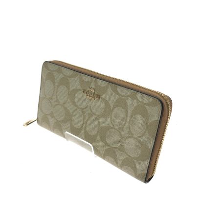  COACH コーチ レディース 長財布 ラウンドファスナー シグネチャー アウトレット C4452 ベージュ
