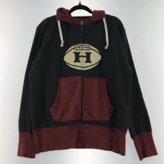  FREE WHEELERS フリーホイーラーズ  ジップパーカー ブラウン×ブラック SIZE 38  後付けフード クリムゾン ブラウン×ブラック Bランク