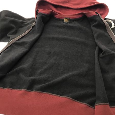  FREE WHEELERS フリーホイーラーズ  ジップパーカー ブラウン×ブラック SIZE 38  後付けフード クリムゾン ブラウン×ブラック