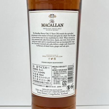  The MACALLAN マッカラン シングルモルト スコッチ ウィスキー 12年 シェリーオーク 700ml 40％ 未開栓