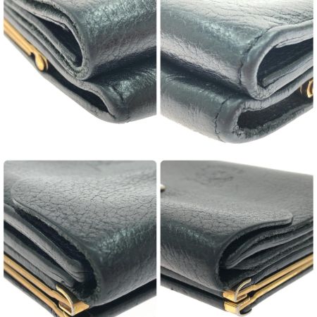  IL BISONTE イルビゾンテ レディース 三つ折り財布 がま口財布 コンパクトウォレット 牛革 イタリア製 ブラック