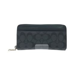 ▼▼ COACH コーチ ユニセックス 長財布 ラウンドファスナー シグネチャー F58112 ブラック Bランク