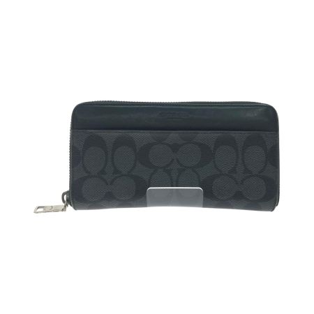  COACH コーチ ユニセックス 長財布 ラウンドファスナー シグネチャー F58112 ブラック