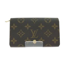 ▼▼ LOUIS VUITTON ルイヴィトン レディース 二つ折り財布 モノグラム ポルト モネ・ピエ トレゾール M61730 ブラウン Bランク