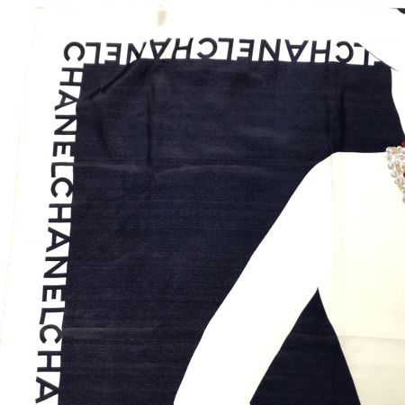  CHANEL シャネル スカーフ ホワイト×ブラック マドモアゼル ビジュー ホワイト×ブラック