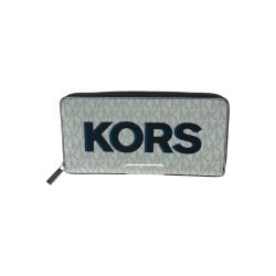 ▼▼ MICHAEL KORS マイケルコース ユニセックス ラウンドファスナー 長財布 MK シグネチャー 36S4LPCZ1B ホワイト×ブラック Bランク
