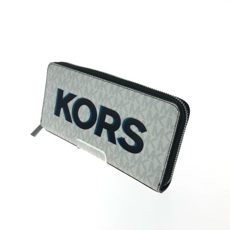  MICHAEL KORS マイケルコース ユニセックス ラウンドファスナー 長財布 MK シグネチャー 36S4LPCZ1B ホワイト×ブラック