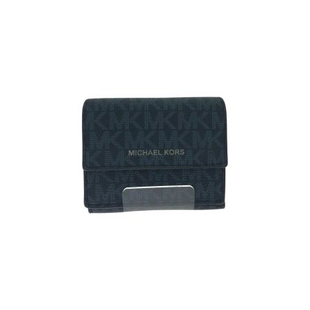  MICHAEL KORS マイケルコース レディース 三つ折り財布 モノグラム コンパクトウォレット 36H1LCOF1B ブラック×ネイビー
