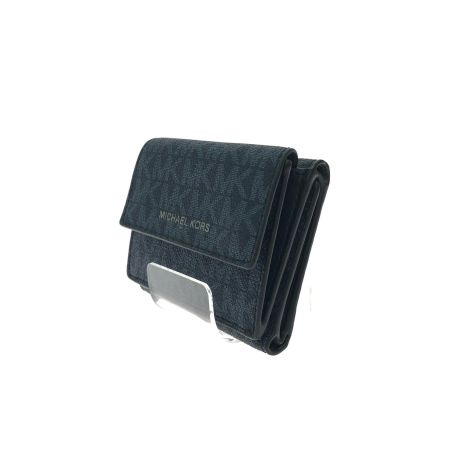 MICHAEL KORS マイケルコース レディース 三つ折り財布 モノグラム コンパクトウォレット 36H1LCOF1B ブラック×ネイビー