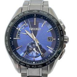 ◆◆ SEIKO セイコー 腕時計 電波ソーラー チタン 8B63-0AB0 シルバー×ブルー系 Bランク