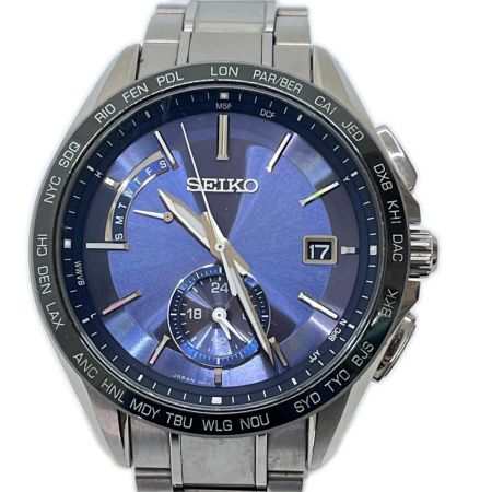  SEIKO セイコー 腕時計 電波ソーラー チタン 8B63-0AB0 シルバー×ブルー系
