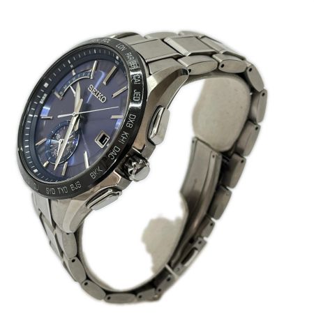  SEIKO セイコー 腕時計 電波ソーラー チタン 8B63-0AB0 シルバー×ブルー系