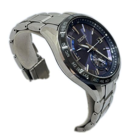 SEIKO セイコー 腕時計 電波ソーラー チタン 8B63-0AB0 シルバー×ブルー系