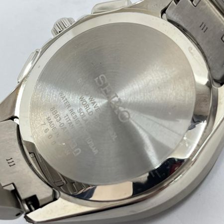  SEIKO セイコー 腕時計 電波ソーラー チタン 8B63-0AB0 シルバー×ブルー系