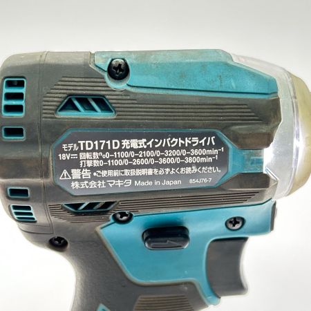  MAKITA マキタ インパクトドライバ コードレス式 18v 6.0Ah 30/0/0 TD171D ブルー