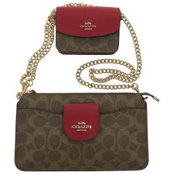 ▼▼ COACH コーチ クロスボディ ポーチ バッグ ショルダーバッグ シグネチャー H2539 CCK79 レッド Bランク