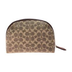 ▼▼ COACH コーチ レディース コスメポーチ ジュリエンヌ コスメティック ケース 22 シグネチャー C4196 ブラウン Aランク