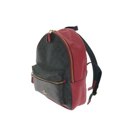  COACH コーチ レディース リュック バックパック シグネチャー  F32200 レッド×ブラウン