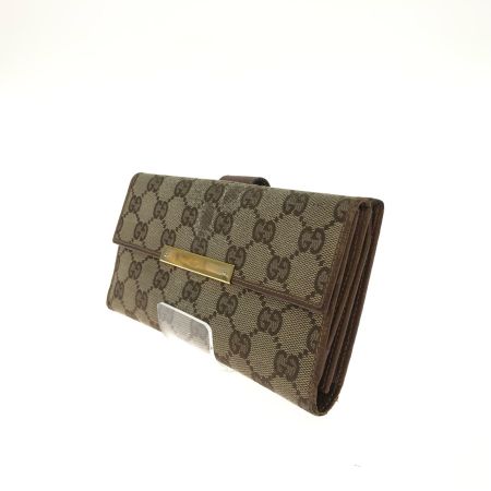  GUCCI グッチ レディース 二つ折り長財布 GGキャンバス Wホック ロゴプレート 総柄 112715 ベージュ