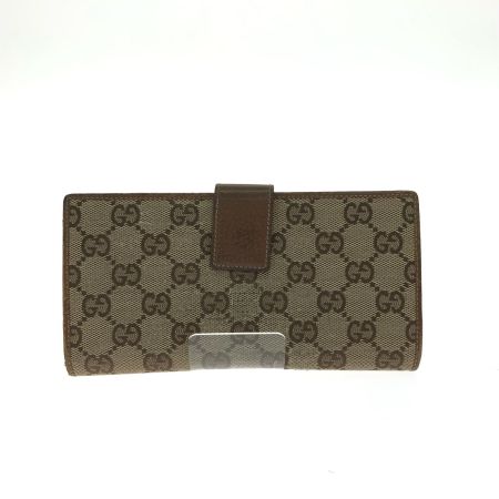  GUCCI グッチ レディース 二つ折り長財布 GGキャンバス Wホック ロゴプレート 総柄 112715 ベージュ