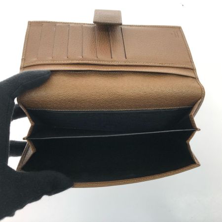  GUCCI グッチ レディース 二つ折り長財布 GGキャンバス Wホック ロゴプレート 総柄 112715 ベージュ