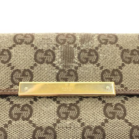  GUCCI グッチ レディース 二つ折り長財布 GGキャンバス Wホック ロゴプレート 総柄 112715 ベージュ