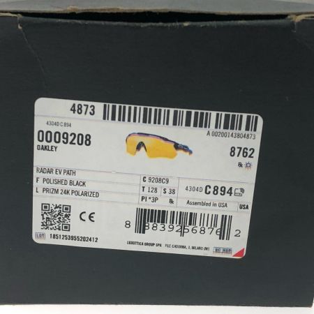  OAKLEY オークリー アイウェア サングラス レーダー イーブイ パス  OO9208-C938 イエロー×ブラック