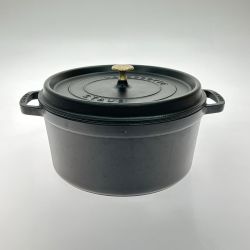 ▼▼ STAUB ストウブ 28cm ブラック 鉄鍋 両手鍋 ブラック Bランク