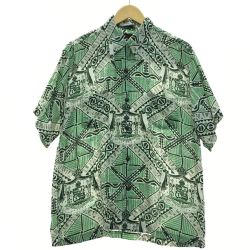 ▼▼ SUN SURF サンサーフ シャツ アロハシャツ 夏物 SIZE L メンズ スペシャルエディション HAWAIIAN MONARCH SS39479 グリーン Bランク