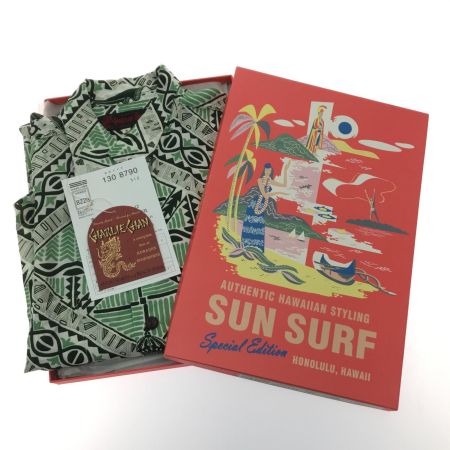  SUN SURF サンサーフ シャツ アロハシャツ 夏物 SIZE L メンズ スペシャルエディション HAWAIIAN MONARCH SS39479 グリーン