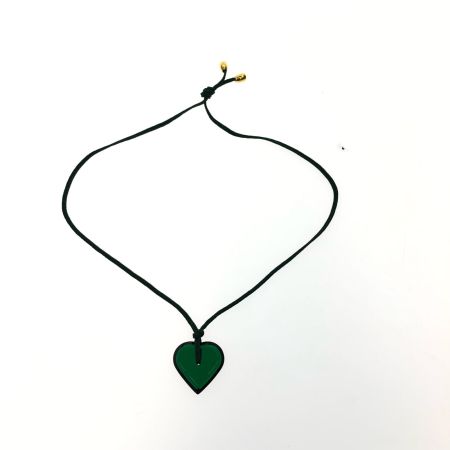  Baccarat バカラ クリスタルハート ネックレス チョーカー ペンダント 箱付 グリーン